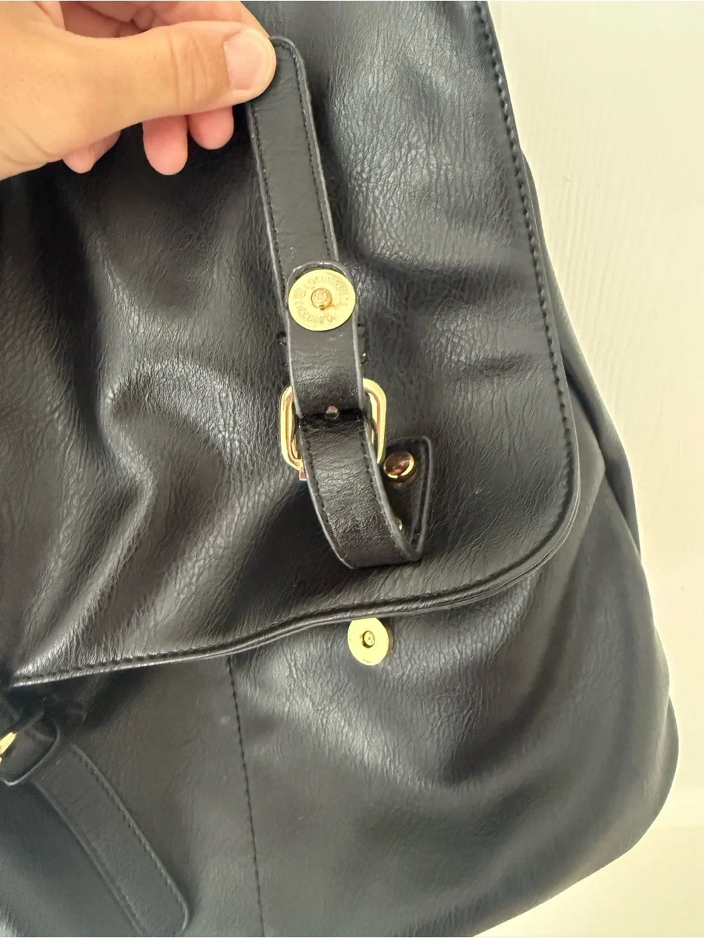 Classic Black Leather Backpack
